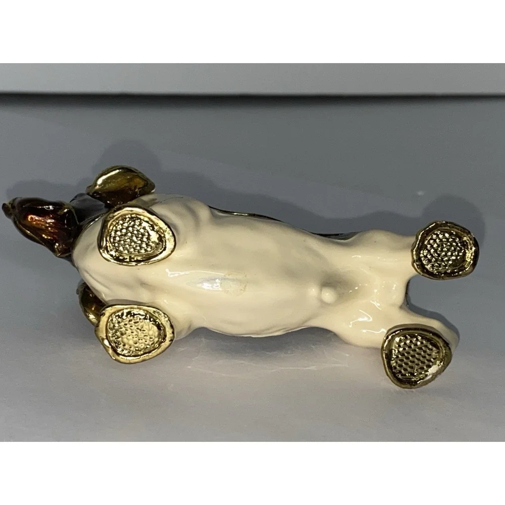 Basset‎ Hound Dog Trinket Box Enamel Crystal Hinged Lid Jeweled Collection